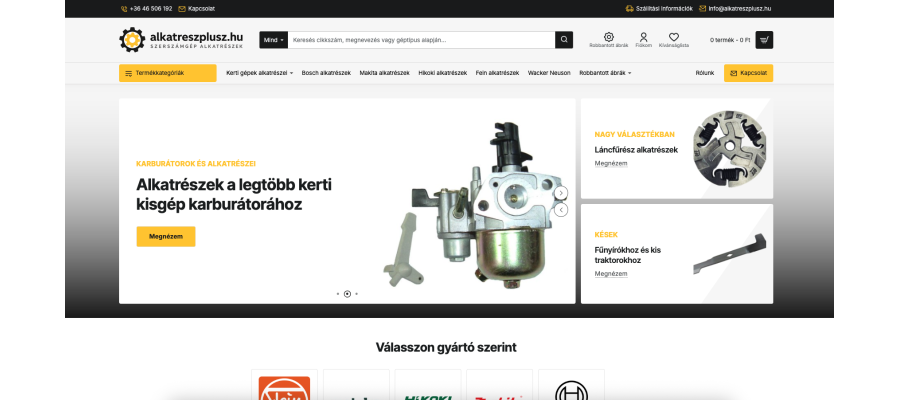 Alkatrészplusz.hu webshop felújítás OpenCart 3 és Journal 3.2 alapokon