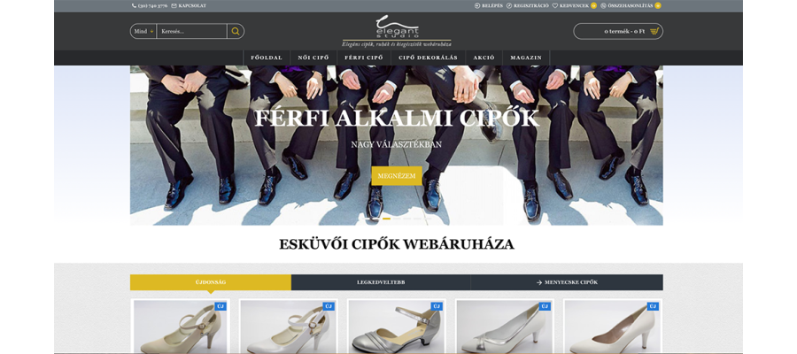 OpenCart webáruház fejlesztés az Elegant Stúdió cipőbolt számára