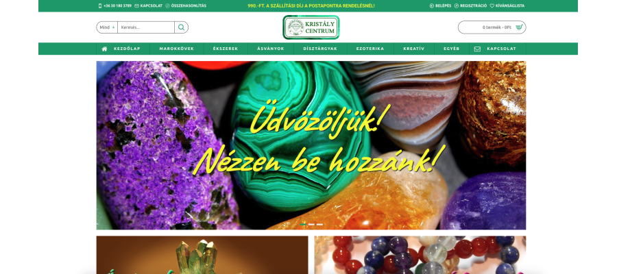 OpenCart rendszer frissítés és felújítás a Kristálycentrum webshop számára OpenCart rendszer frissítés és felújítás a Kristálycentrum webshop számára