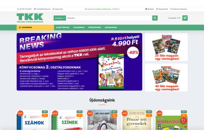 OpenCart webáruház felújítás a TKK Könyvkiadó számára OpenCart webáruház felújítás a TKK Könyvkiadó számára