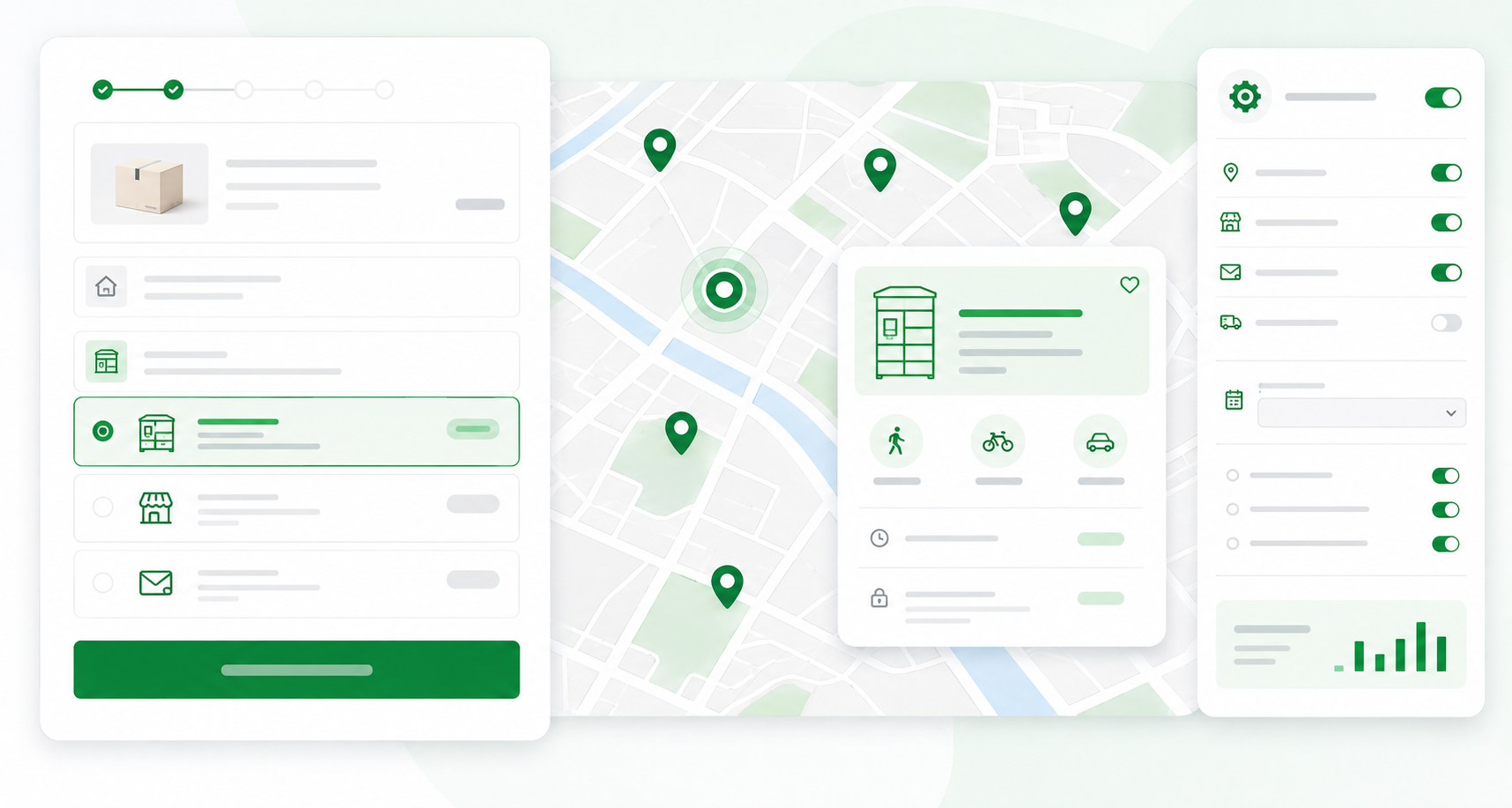 Map-based pickup point selection